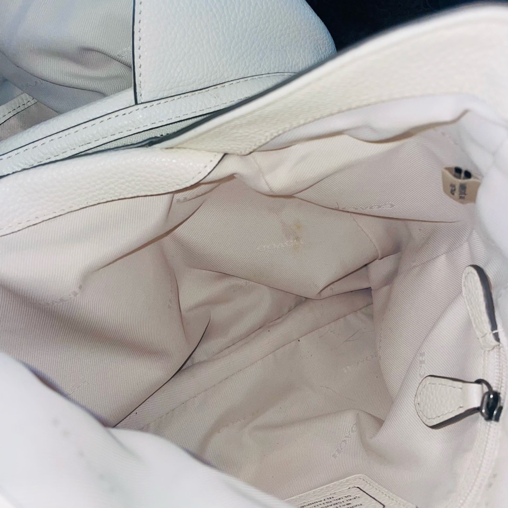 Coach Edie 31 Bandana Rivets Shoulder Bag Chalk White Pebble Leather - Picture 13 of 14